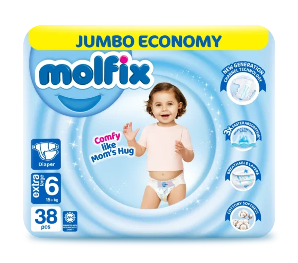 Molfix Diaper 3D Mega Packs Size-6 XXL (38 Pcs)