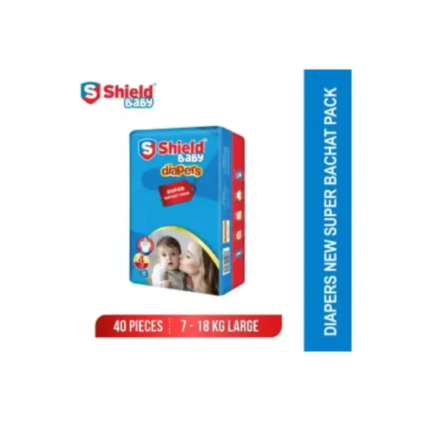 Shield Diaper Super Bachat Pack Size 4, Large (40Pcs), 07-18Kg