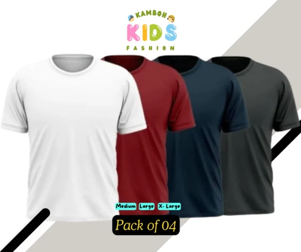 Men’s Stitched Jersey Plain Half Sleeves T-Shirt – Pack of 4