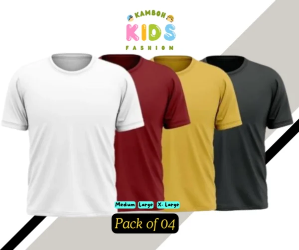 Men’s Stitched Jersey Plain Half Sleeves T-Shirt – Pack of 4