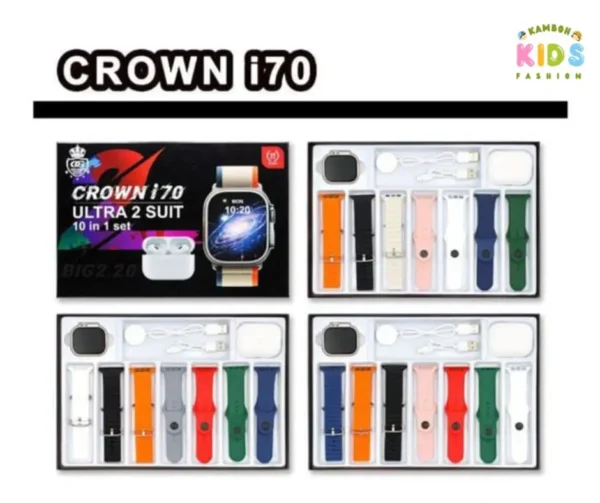 Crown I70 Ultra 2 Suit 10+1 Set Big 2.20 Smart Watch And Airpods (random Color) - Image 2