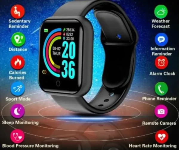 D20 Ultra Smart Watch Heart Rate Blood Pressure Oxygen Reloj Intelligent Smart Bracelet(random Color) - Image 3